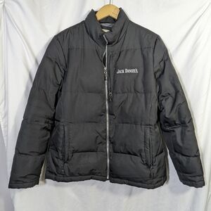 Black Down Puffer Jacket North End Jack Daniel's Logo Winter Warm Cozy L